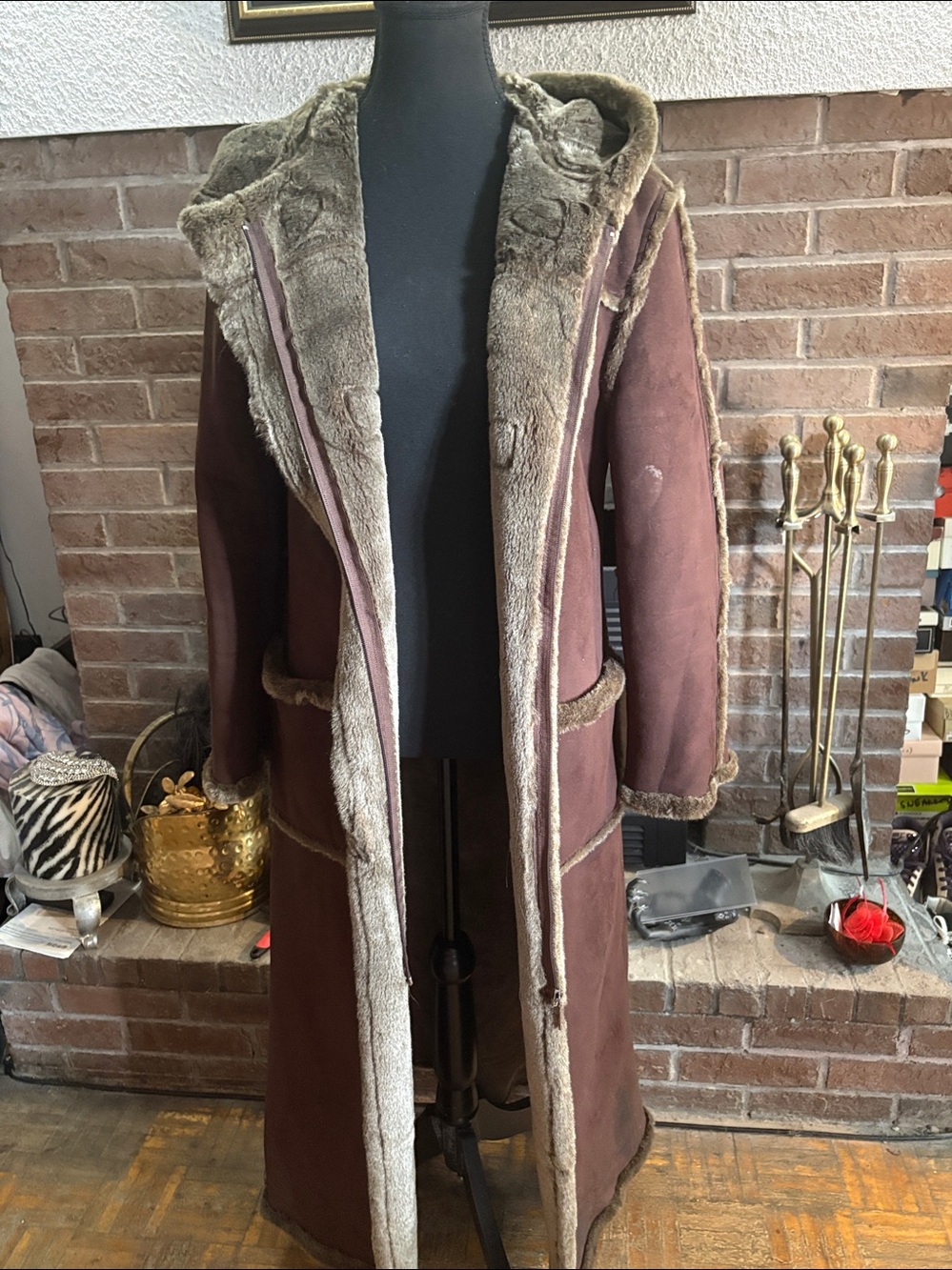 Long faux shearling coat